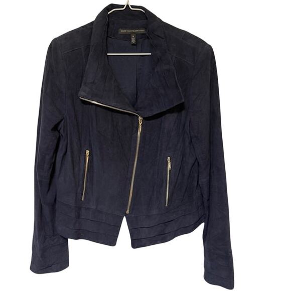 White House Black Market Jackets & Blazers - White House Black Market Womens Med Moto Suede Jacket Purple Edgy Indie Boho